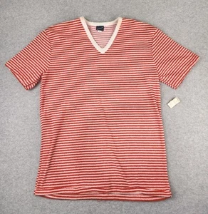 Neu Vintage 70er 80er Damen Frottee rot gestreift V-Ausschnitt Shirt Preppy Hippie L XL - Bild 1 von 11