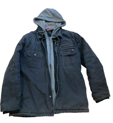 Chaqueta Dickies Hombre Mediana Negra Con Capucha Lona Ropa de Trabajo Acolchada Forrada Abrigo de Invierno Foto 1 de 4