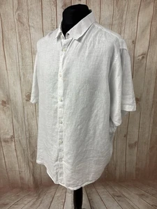 M&S Marks Spencer’s Men's 100% Linen 4XL XXXXL Short Sleeve Shirt White Summer - Picture 1 of 20