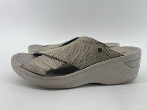 Bzees Desire Slide Slip On Wedge Sandals Casual Shoes Womens Size 8.5 M Tan Gray - Picture 1 of 9