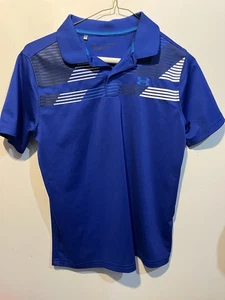 Under Armour Boys Blue Tech Polo Shirt Youth Large Excellent Condition - Picture 1 of 2