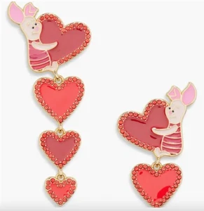Disney Baublebar Winnie the Pooh Piglet San Valentín Corazón Rojo Pendientes Cristal Nuevo en Caja - Imagen 1 de 1