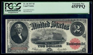 1917 $2 Dollars Legal Tender Large Note FR#60 Note PCGS 45 Extremely Fine - Picture 1 of 3