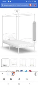Four Poster Canopy Bed Off White Cream - Picture 1 of 5