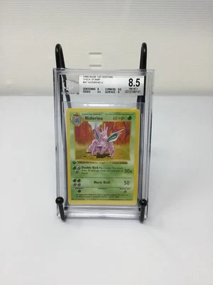 Nidorino 37/102 Base 1st Edition Thick Stamp Shadowless Beckett 8.5 Pokemon 1999 - Image 1 of 3
