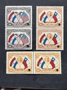 57146 PARAGUAY 1939 Sc358-9 C117 3 PERF PROOFS + "SPECIMEN" Ovpt MNHOG Nice SP* - Bild 1 von 2