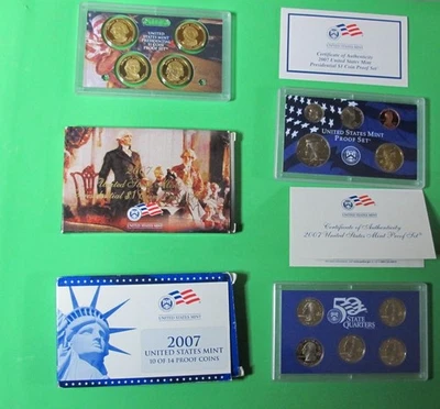 2007 U.S. Proof Set * 14 Coin Set w/ Quarters * Original Box w/COA * Free Ship - Image 1 of 2
