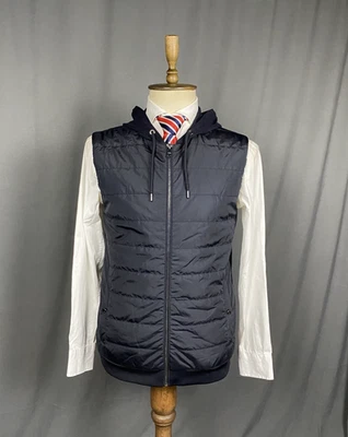 Hugo Boss Men's Blue Padded Hooded Vest Size L - Image 1 of 4