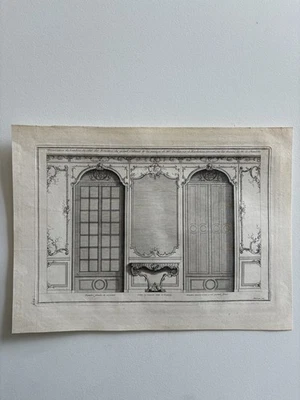 Antique 1727 French Rococo Architectural Engraving Wall Panelling Jean Mariette - Image 1 of 4