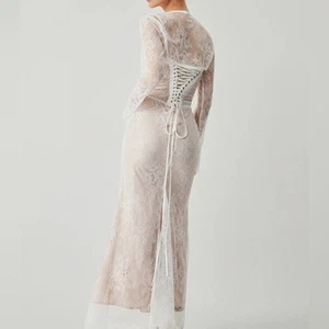 NWT REVOLVE & LACE luxury COMMENSE semi sheer lace maxi dress with shrug XS - Imagen 1 de 16