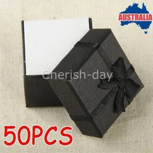 50PCS Jewelry Gift Boxes Rings Earrings Cardboard Box with Foam Black - Picture 1 of 8