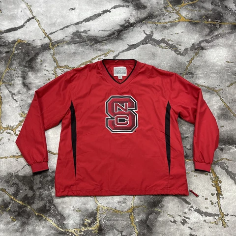 NC State Wolfpack Windbreaker Jacket Mens Large College Pullover Red Coat Adult Cover