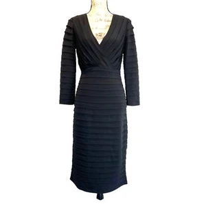 Tadashi Collection Banded Shutter Pleat Cocktail Dress Black Women's S - Picture 1 of 9