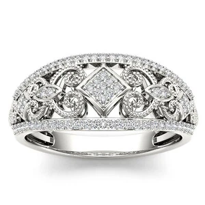 10k White Gold 0.2Ct Diamond Engagement Ring Gift for Womens Size 8.5 - Picture 1 of 4