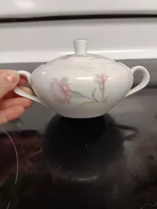 Tazón de azúcar vintage clavel rosa adorno dorado chino fino de Royal Court - Imagen 1 de 4