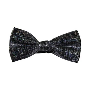 Mens Black Sparkly Glitter Patterned Bow Tie - Picture 1 of 5