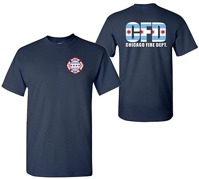 Chicago Fire Department w/Chicago Flag 2-Sided T-shirt - Image 1 of 2