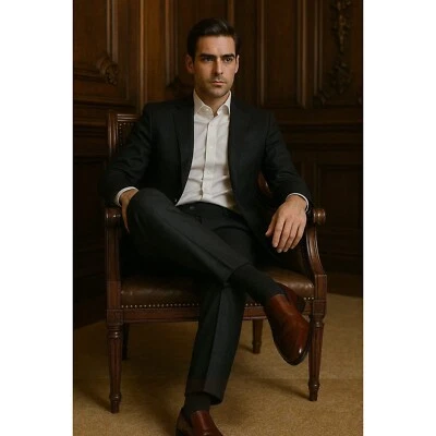 Fernandininy Classic Brown Leather with Ribbed Detail Formal Dress Shoes US11.5 - Image 1 of 4