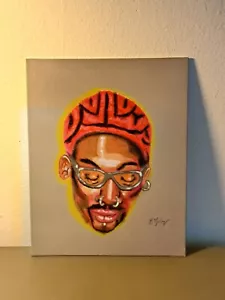 Original acrylic Inks "Dennis Rodman" Red 10x8 canvas board Limited 1/1 sba - Picture 1 of 14