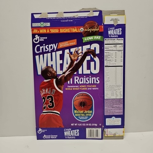 Micheal Jordan Chicago Bulls Crispy Wheaties 'N Raisins scatola vuota piatta per cereali