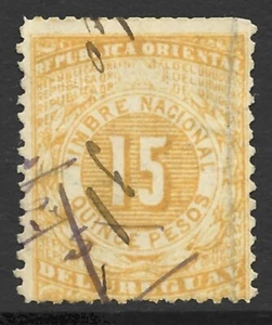 Uruguay 1875 Revenue Document Timbre Nacional 15P Orange Spacefiller U Scarce - Picture 1 of 2