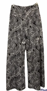 NUEVO CON ETIQUETAS Arolina Mujer Talla M Acampanado Palazzo Resort Wear Negro Blanco Patrón Helecho - Imagen 1 de 4