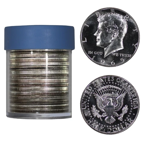 1965 SMS KENNEDY HALF DOLLAR GEM BU BRILLIANT UNC FULL ROLL 20 COINS Cover