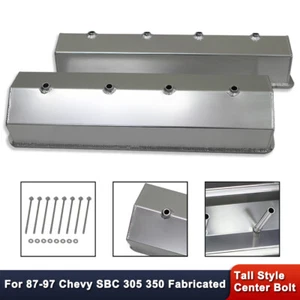 For Chevy Small Block 350 1987-1997 Fabricated Tall Valve Covers w/Center Bolt - Picture 1 of 5