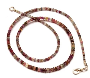 Natural Multi Spinel Gemstone 3 to 4 mm Size Faceted Rondell Beads Necklace 20" - Picture 1 of 6