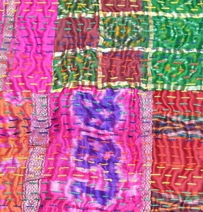 Kantha coverlet Handmade Bed Sheet Queen Bedcover Indian Cotton Throw Bedspread - Picture 1 of 3