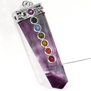 Rainbow Fluorite 7 Chakra Pendant Crystal Necklace CHARGED Reiki Energy Healing - Picture 1 of 9