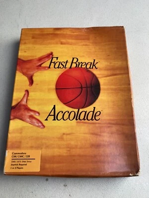 Fast Break Basketball Accolade Commodore 64 128 1988 Floppy C64 UNTESTED AS IS - Image 1 of 4