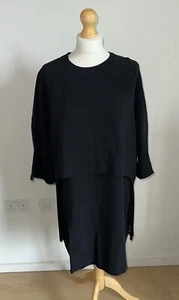 STELLA MCCARTNEY BLACK LBD SHIFT DRESS WITH FRINGE TASSLE DETAIL SIZE 48 - Picture 1 of 12