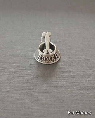 Cuenco para perro de plata de ley edición limitada con dije de perro de hueso que mide 18mmx13mm Foto 1 de 4