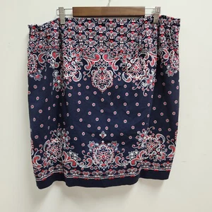 Talbots Womens Plus Mini Skirt Size 18 Lined Paisley Blue Side Zip Boho Mature - Picture 1 of 10