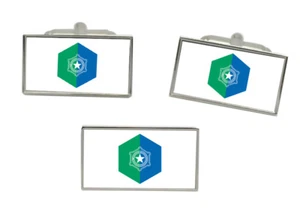 Sapporo (Japan) Flag Cufflink and Tie Pin Set - Picture 1 of 6