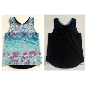 Ivivva by Lululemon Pink Blue Black Reversible Double Drill Singlet Tank Top 12 - Picture 1 of 10