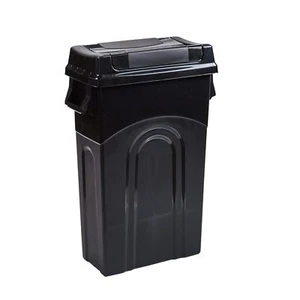 Waste Container W/ Swing Lid Space Saving Slim Profile Trash Can Indoor/Outdoor - Picture 1 of 4