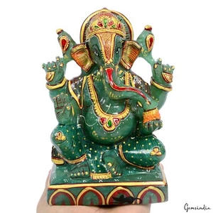 7,25" Aventurin Lord Ganesh Statue handgefertigt/bemalt hinduistische Gott Skulptur ~ 2,46 kg - Bild 1 von 7