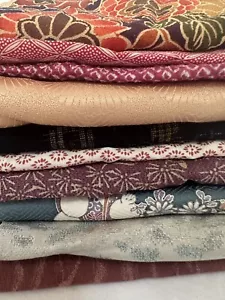 Vintage Japanese kiomono fabric Lot of 10 Bulk 2/3lb 7” x various Length v286 - Picture 1 of 11