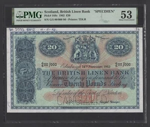 Scotland 20 Pounds 14-2-1962 P164s "Specimen" About Uncirculated - Picture 1 of 2