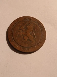 1884 NETHERLANDS 2 1/2 Cents Rare Vintage Coin - Picture 1 of 4