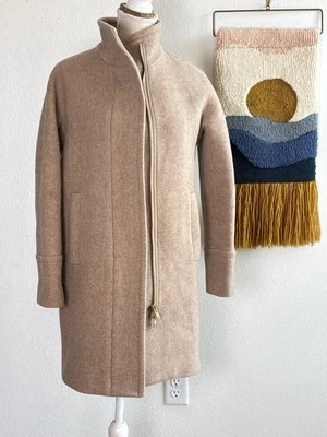 Abrigo J Crew Mujer Talla 0 Cocoon Italiano Estadio Tela Lana Arenisca Clásico Foto 1 de 4