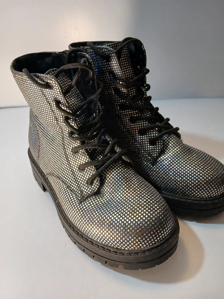 Sugar & Jade Holographic Girl's Boots Size 3 Back To School Shoes - Image 1 of 4