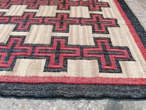 Handmade navajo rug Wool Jute Vintage moroccan Rug indian Kilim Rug Aztec rug - Picture 1 of 7