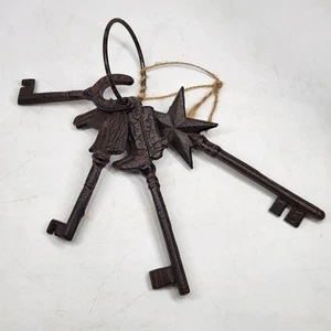 VTG Cast Iron Skeleton Keys Jail House Western Cowboy Decor Cabincore Farmhouse - Picture 1 of 11