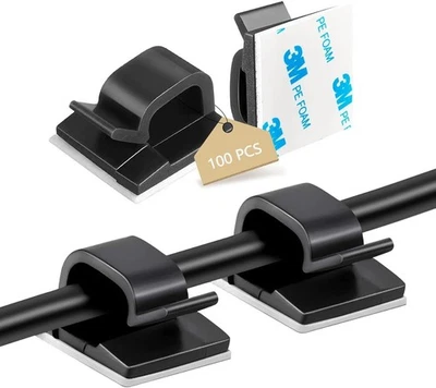 100PCS Cable Clips, Adhesive Wire Clips Organizer Cord Small, Clear glossy - Image 1 of 4