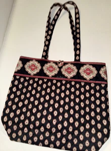 Vintage Vera Bradley klassische schwarze Knebel/Beuteltasche Handtasche - Bild 1 von 8