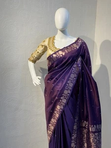 Heavy Designer Soft And Pure Banarasi Silk Saree With Fancy Blouse For Women - Picture 1 of 21