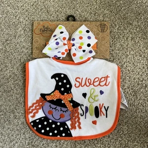 Baby Essentials Bib and Hair Bow Halloween 0-6 Months NWT - Picture 1 of 2